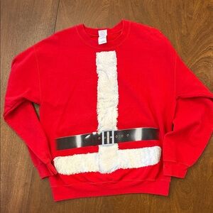 Gildan Red Santa Belt Crewneck Sweater